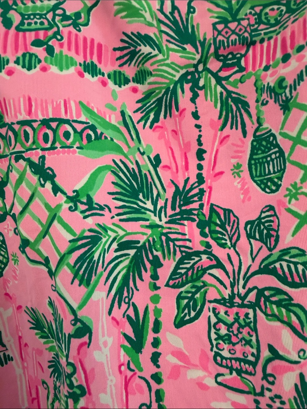 Lilly Pulitzer Hot Pink & Kelly Green Tropical Racerback One-Piece - Picture 5 of 5